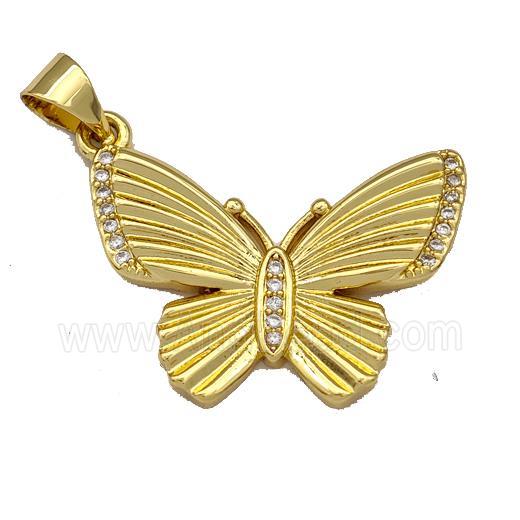 Copper Butterfly Pendant Micro Pave Zirconia Gold Plated