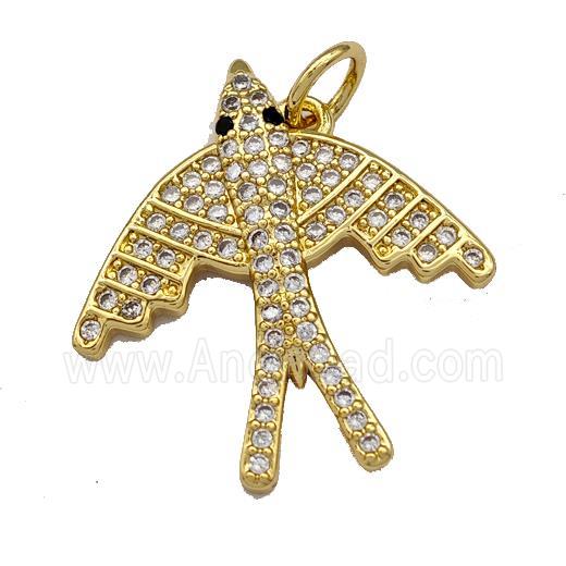 Copper Kite Charms Pendant Micro Paved Zirconia Gold Plated