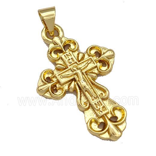 Jesus Charms Copper Crucifix Cross Pendant Gold Plated