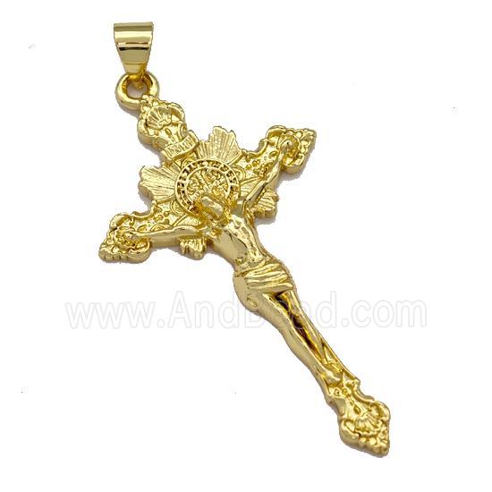 Copper Crucifix Cross Pendant Jesus Gold Plated