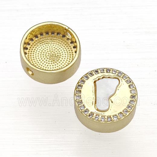 Copper Button Beads Pave Shell Zircon Foot 18K Gold Plated