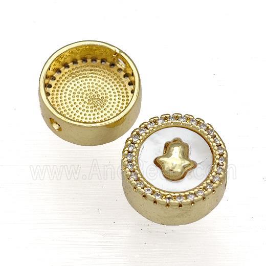 Copper Button Beads Pave Shell Zircon Hand 18K Gold Plated