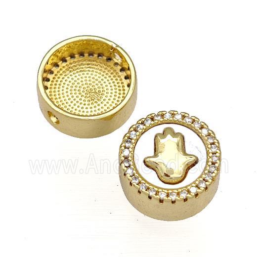 Copper Button Beads Pave Shell Zircon Hand 18K Gold Plated