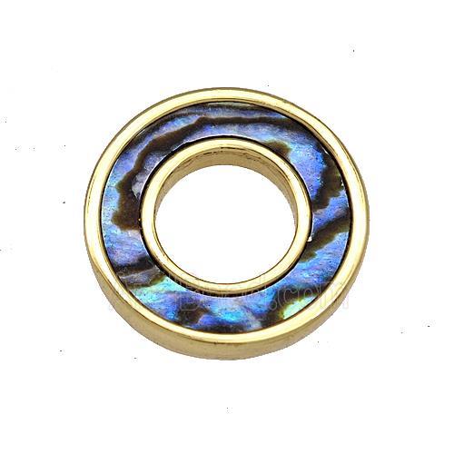Copper Donut Pendant Pave Abalone Shell 18K Gold Plated