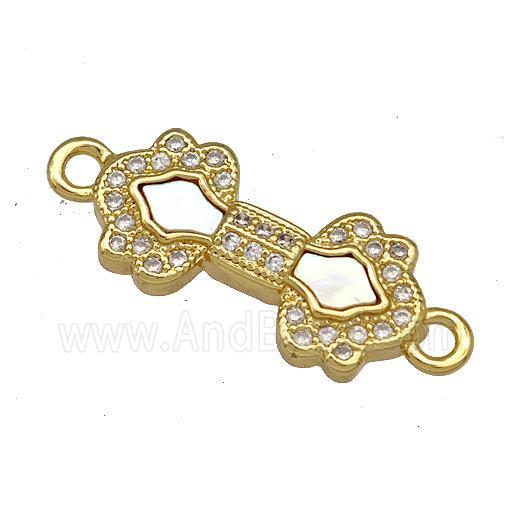 Copper Connector Pave Shell Zircon 18K Gold Plated