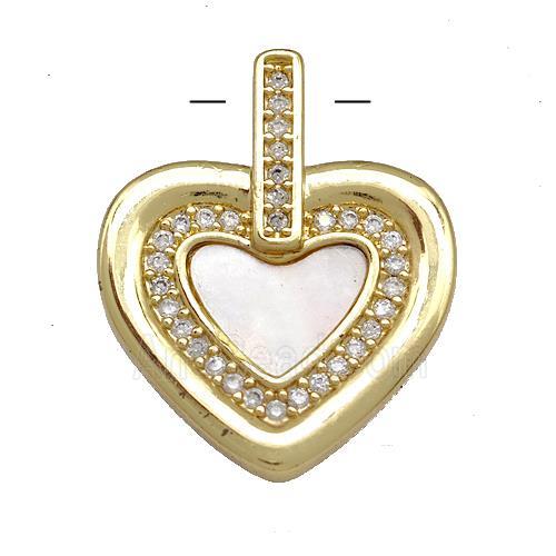 Copper Heart Pendant Pave Shell Zirconia 18K Gold Plated
