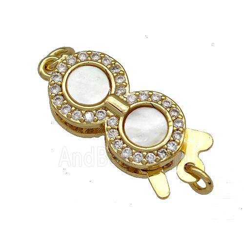 Copper Slide Clasp Pave Shell Zircon 18K Gold Plated