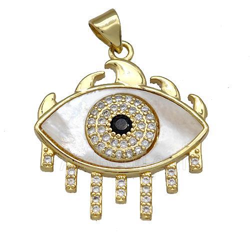 Copper Evil Eye Charms Pendant Pave Shell Zircon 18K Gold Plated