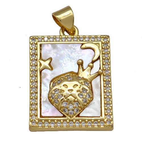Copper Tarot Card Pendant Pave Zircon Crown 18K Gold Plated