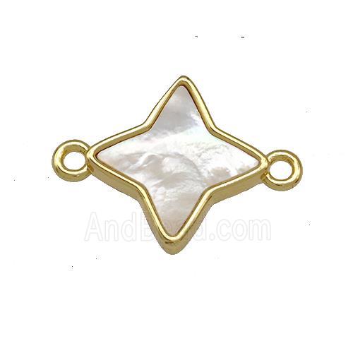 Copper Star Connector Pave Shell 18K Gold Plated