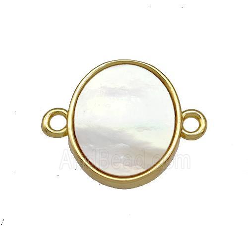 Copper Oval Connector Pave Shell 18K Gold Plated