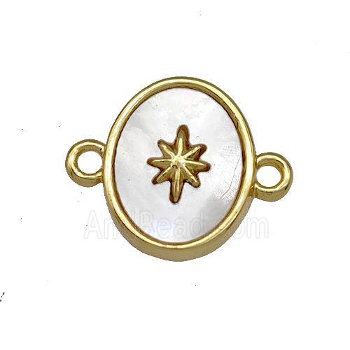 Copper Oval Connector Pave Shell Star 18K Gold Plated