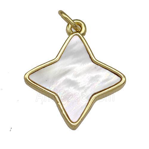 Copper Star Pendant Pave Shell 18K Gold Plated