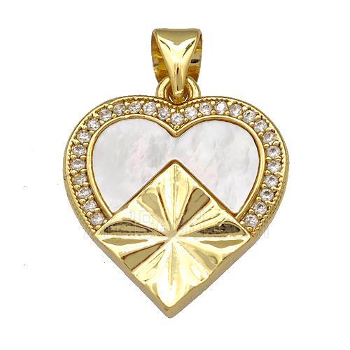Copper Heart Pendant Pave Shell Zirconia 18K Gold Plated