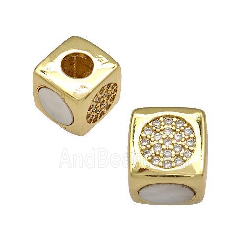 Copper Cube Beads Pave Shell Zirconia 18K Gold Plated