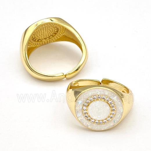 Copper Rings Pave Fire Opal Zirconia Circle 18K Gold Plated
