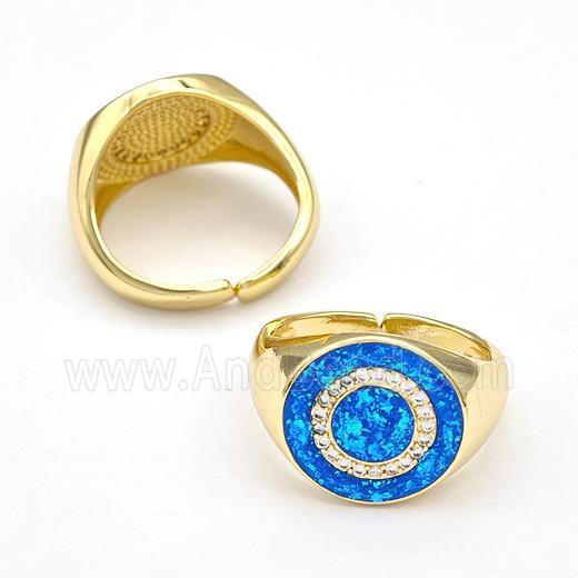 Copper Rings Pave Fire Opal Zirconia Circle 18K Gold Plated