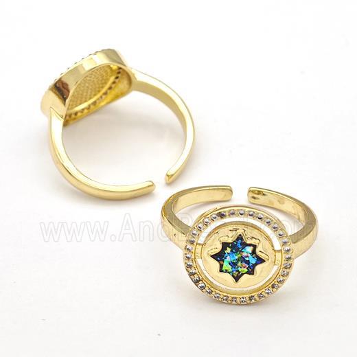 Copper Rings Pave Fire Opal Zirconia v18K Gold Plated