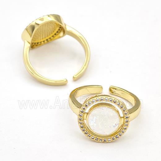 Copper Rings Pave Fire Opal Zirconia Circle 18K Gold Plated