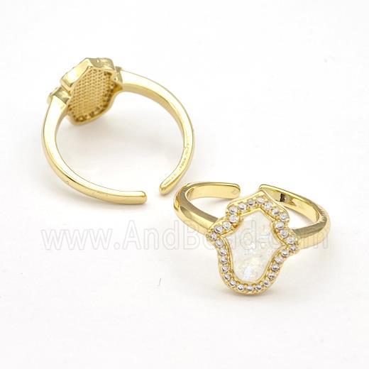 Copper Rings Pave Fire Opal Zirconia Hamsahand 18K Gold Plated