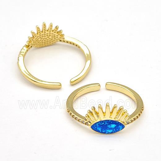 Copper Rings Pave Fire Opal Zirconia Eye 18K Gold Plated