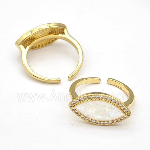 Copper Rings Pave Fire Opal Zirconia Eye 18K Gold Plated