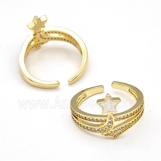 Copper Rings Pave Fire Opal Zirconia Star 18K Gold Plated