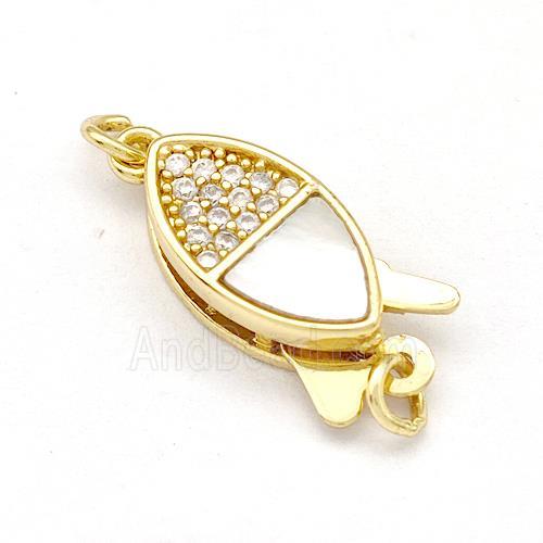 Copper Slide Clasp Pave Shell Zirconia 18K Gold Plated