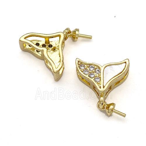 Copper SharkTail Bail Pave Shell Zirconia 18K Gold Plated