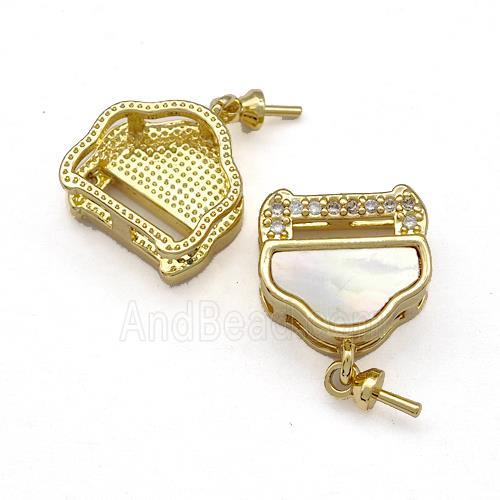 Copper Bail Pave Shell Zirconia 18K Gold Plated