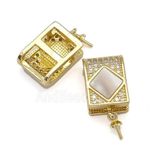 Copper Bail Pave Shell Zirconia 18K Gold Plated
