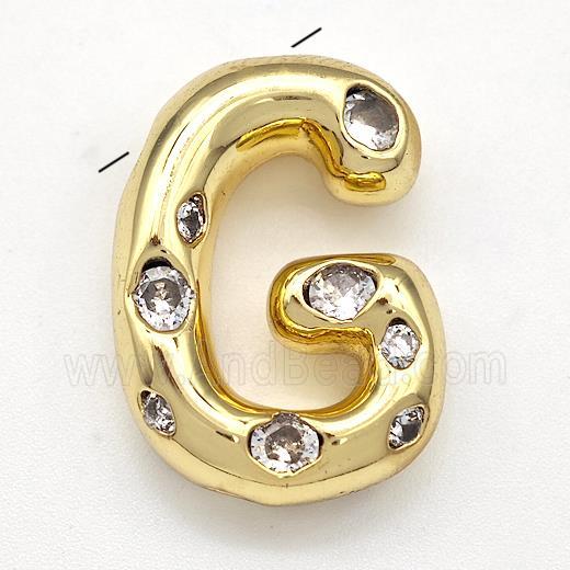 Copper Letter-G Pendant Micro Pave Zirconia Gold Plated