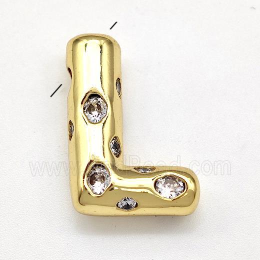 Copper Letter-L Pendant Micro Pave Zirconia Gold Plated
