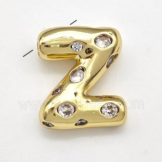 Copper Letter-Z Pendant Micro Pave Zirconia Gold Plated