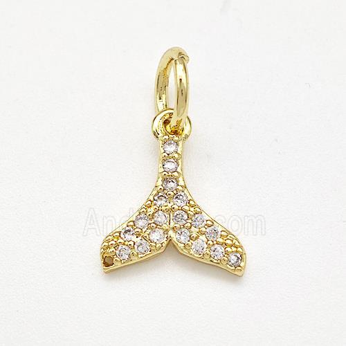 Copper Shark-tail Pendant Pave Zirconia Gold Plated