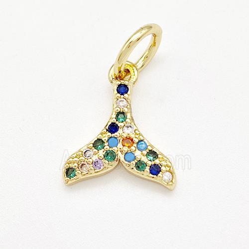 Copper Shark-tail Pendant Pave Zirconia Gold Plated