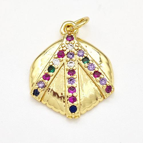 Copper Pendant Pave Zircon Shell Shaped Gold Plated
