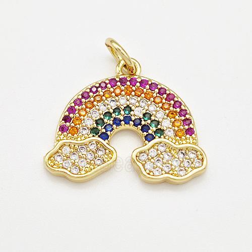 Rainbow Charms Copper Pendant Micro Pave Zirconia Gold Plated