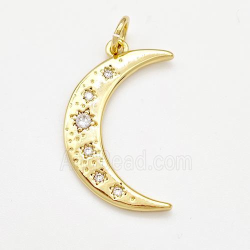 Copper Moon Charms Pendant Pave Zirconia Gold Plated