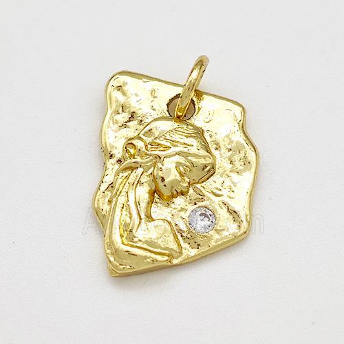 Kids Girls Charms Copper Slice Pendant Pave Zircon Gold Plated