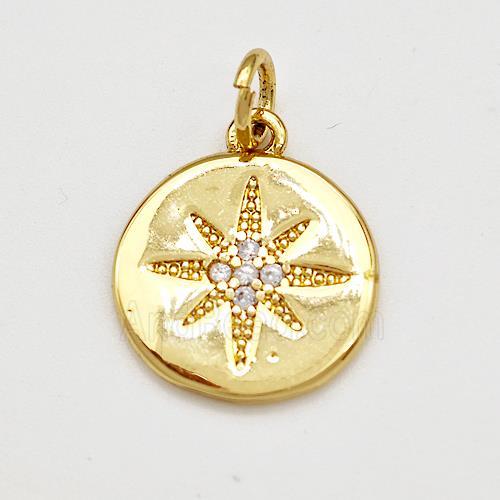 Copper Northstar Pendant Pave Zirconia Gold Plated