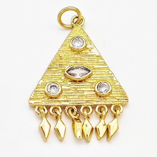 Copper Triangle Charms Pendant Pave Zirconia Gold Plated