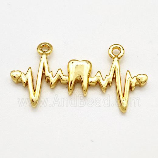 Copper Heartbeat Charms Pendant 2loops Gold Plated
