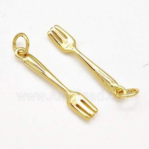 Fork Charms Copper Pendant Gold Plated