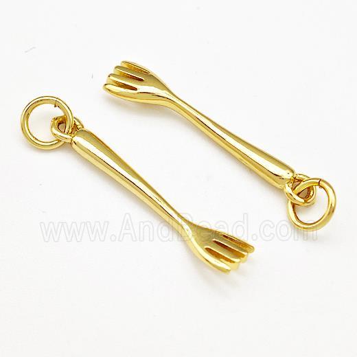Fork Charms Copper Pendant Gold Plated