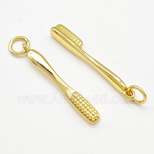 Toothbrush Charms Copper Pendant Gold Plated