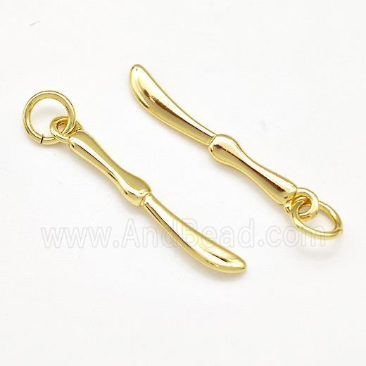 Knife Charms Copper Pendant Gold Plated
