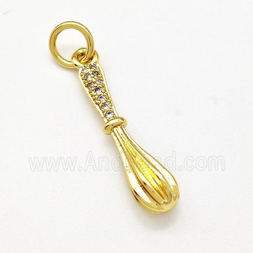 Spoon Charms Copper Pendant Pave Zircon Gold Plated