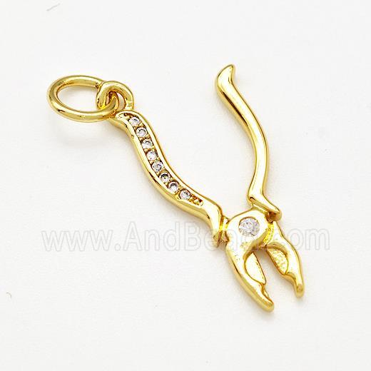 Pliers Charms Copper Pendant Pave Zircon Gold Plated