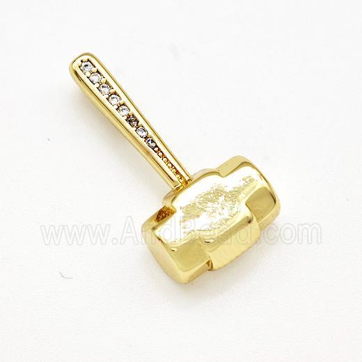 Hammer Charms Copper Pendant Pave Zircon Gold Plated